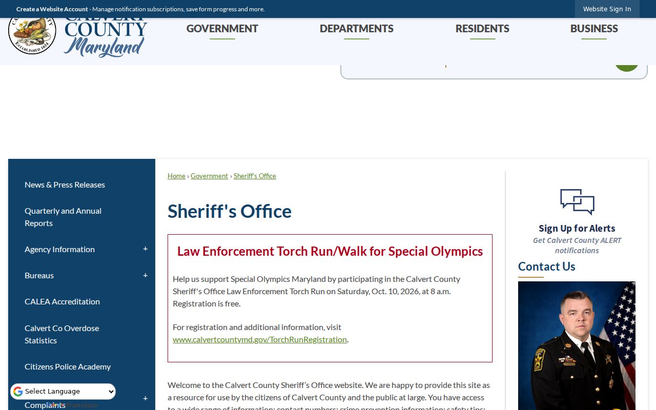 Calvert County warrant records source: Sheriff's Office headquarters contact block